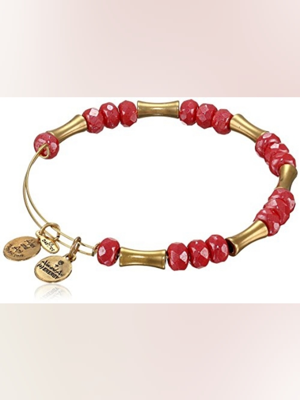 Gold Tube & Red Glade Amarnth Rafacelian Gold Bracelet.